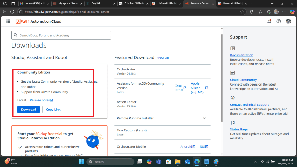uiPath Download Resource Center