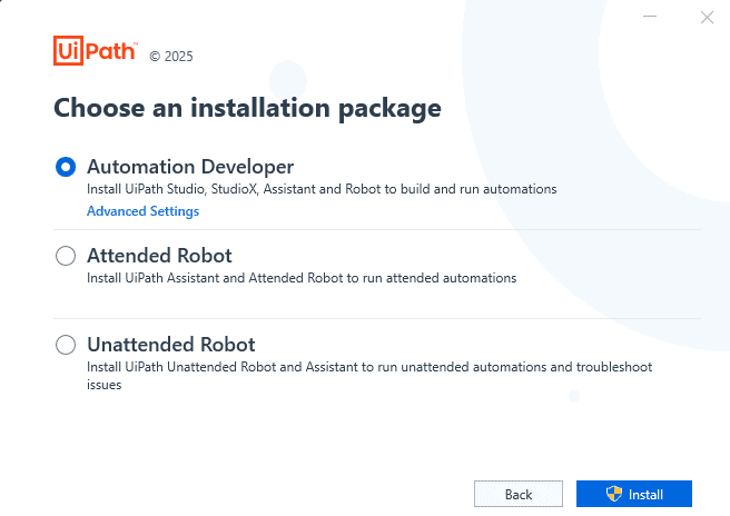Automation Developer settings