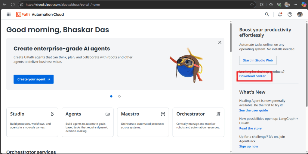 uiPath portal dashboard